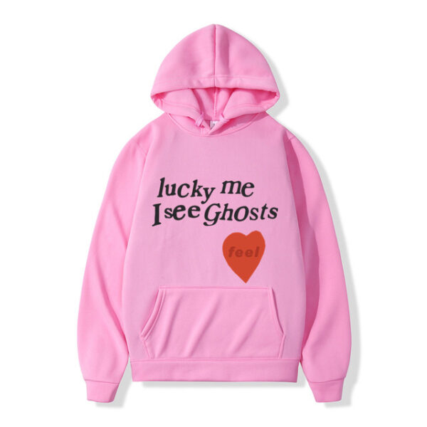 Lucky Me I See Ghost love Print Yellow Hoodie
